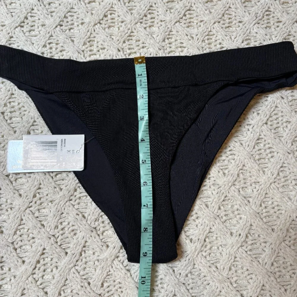 NWT‎ L*Space Veronica Bikini Bottom Black Ribbed High-Leg Swimwear Women’s XL